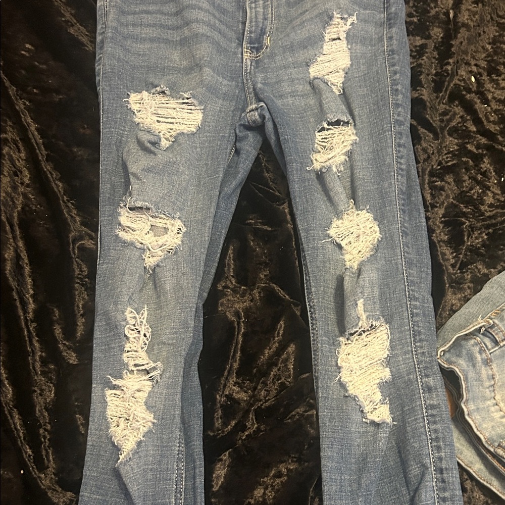 Hollister Ripped Blue Straight Leg Jeans